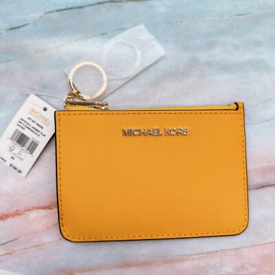 MICHAEL KORS Jet Set Travel Small Coin Pouch ID Holder Wallet Jasmine  Yellow