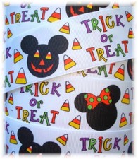 25 YARD ROLL SALE - 1.5 HALLOWEEN TRICK OR TREAT MAGICAL MINNIE GROSGRAIN RIBBON