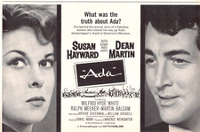 Dean Martin Susan Hayward in Ada Arthur Sheekman Daniel Mann Vtg Mag Print Ad