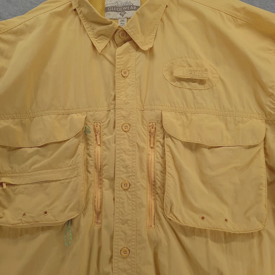 Camisa de pesca Cabelas para hombre 2XL ropa guía con capa amarilla GXII ventilaciones laterales lengüeta enrollable Foto 4 de 4
