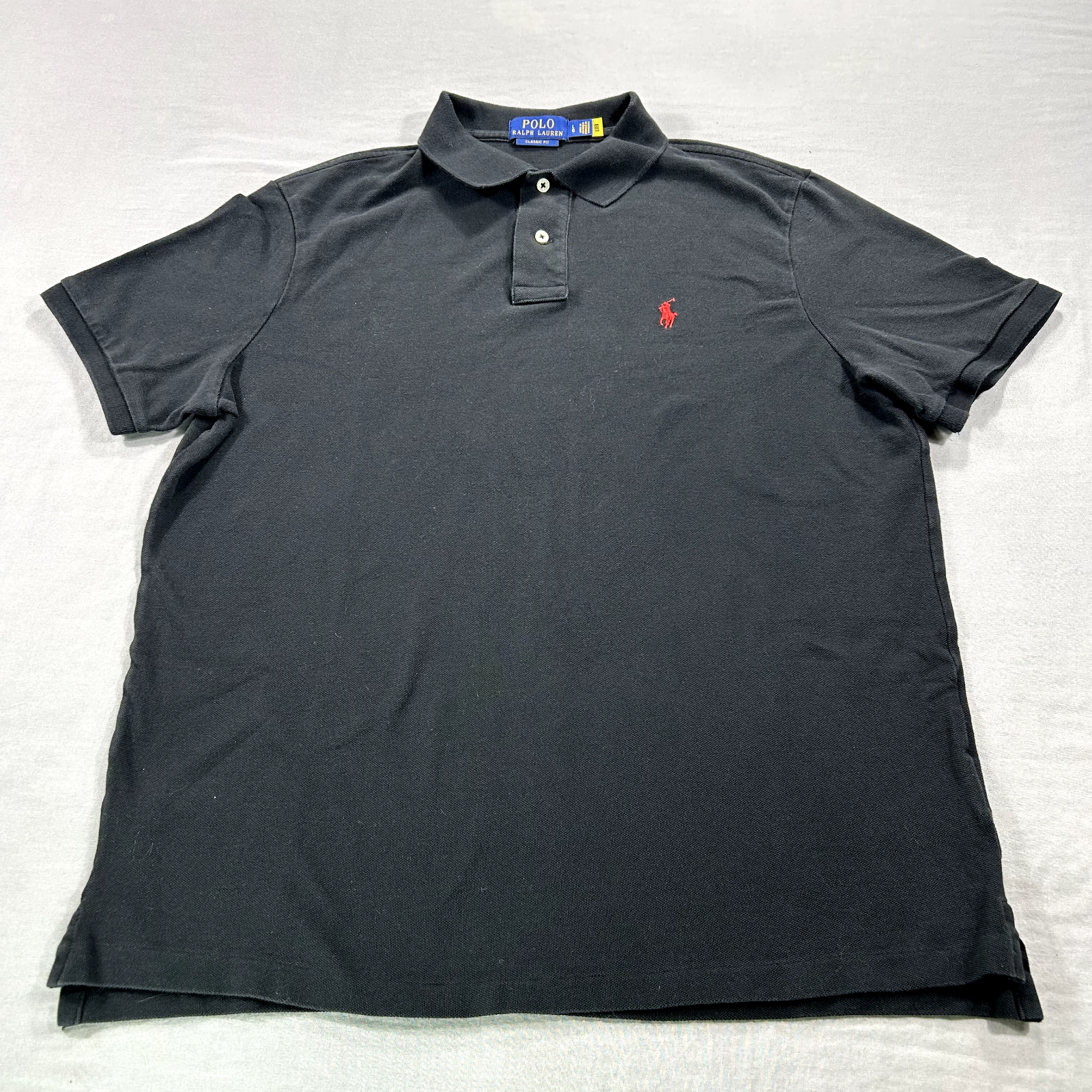 Polo Ralph Lauren Camicia Adulto Grande Nero Rosso Pony Rugby Golf Casual Preppy Uomo