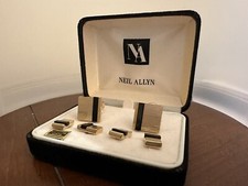 Neil Allyn Sold Tone Genuine Onyx Cufflinks and Tuxedo Studs