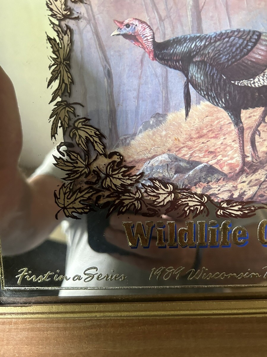 Vintage 1989 Pabst Blue Ribbon PBR Bar Mirror Turkey Wildlife