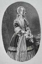 QUEEN MARIE AMELIE DE BOURBON SICILES (1782-1866) BARRACKS PORTRAIT ENGRAVING 19e