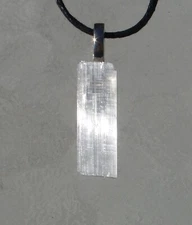 Satin Spar aka Selenite Free Form Crystal Stone Pendant Necklace Small