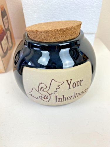 Muddy WATERS World Jar  "Your Inheritance" Giftware 24oz Pottery Black Round NEW - Picture 1 of 8