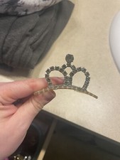 Vintage Crown Rhinestone Hair Comb Mini Tiara