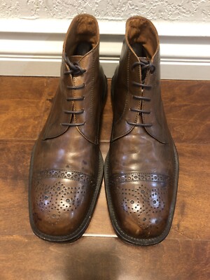 BrassBoot Retro Brown Leather Ankle Dress Boots Size 10 Made in Italy Vintage 70s BRASS Boots Made in Italy Men main image 3