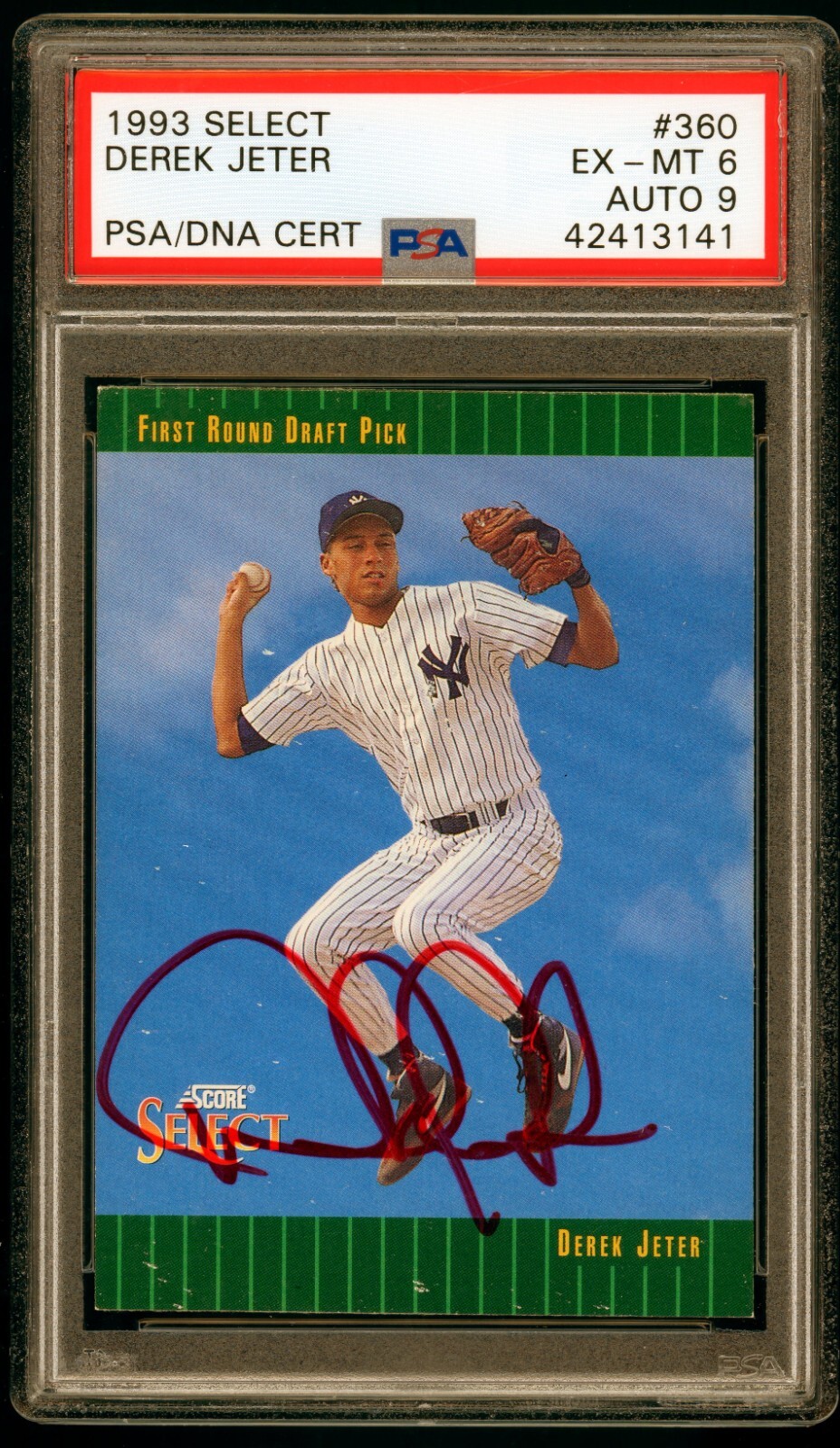 DEREK JETER 1993 Score Select #360 Rookie PSA DNA Certified Autograph RC PSA 6