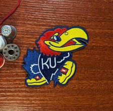 Kansas Jayhawks KU Patch Kansas University College Embroidered Iron On 3x3.75"