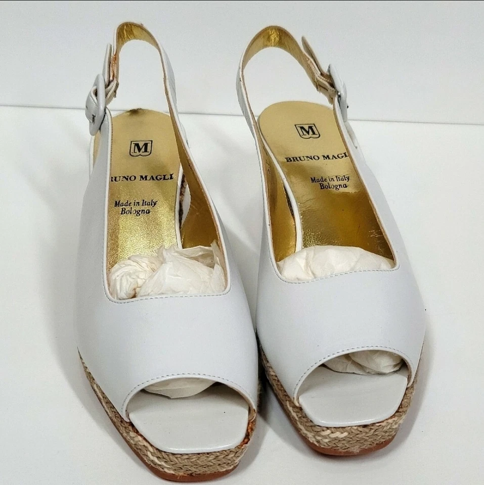 复古 Bruno Magli "Dani" 背带楔形 全新带盒 — 第 2/4 张图片