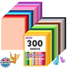 300 Sheets 8.5" X 11" Colored Cardstock, 50 Assorted Colors Const