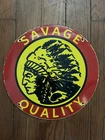Vintage Savage Arms Sign - Quality Porcelain Service Gun Ammo Gas Oil Pump Sign