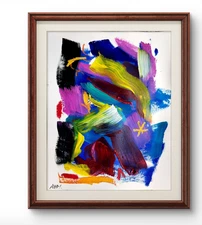 Original Art Crossfade 14x11 Abstract Expressionist Original Painting On Paper