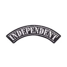 Large 12" INDEPENDENT Embroidered Rocker Patch - Black & Grey Biker Top Rocker