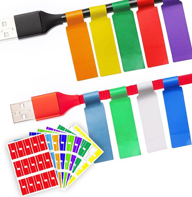 270 PCS Tear Resistant Cable Labels, 9 Colors Waterproof Cable Tags Wire Labels