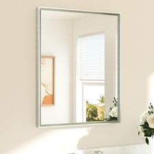 Brushed Nickel Bathroom Mirror 24" x 30" Rectangle Beveled Frame Bathroom Vanity