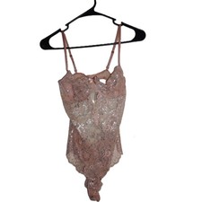 Victoria s Secret Blush Pink Silver Lace Teddy Size Medium