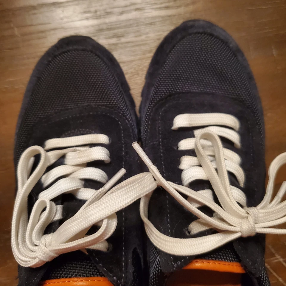 Tory Burch Women's  Navy Blue Suede Nylon Sneakers with Logo Retro Trainer Sz 5 - Image 4 of 4