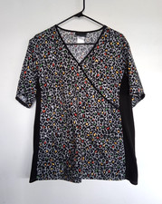 Size XL scrub top by Cherokee in gray/black multi color leopard print. Excellent