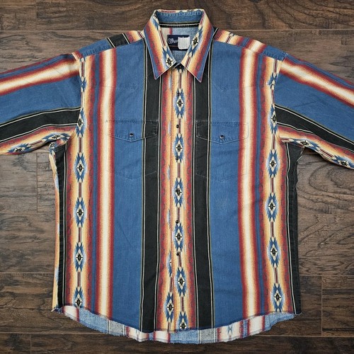 Camicia Wrangler Brushpopper Classic Fit A Righe, Bottoni A Scatto, Taglia 2XL, Nuova Con Etichette