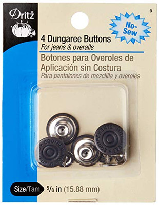  9 No-Sew Dungaree Buttons, Copper, 5/8-Inch 4-Count 