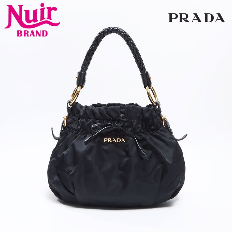 Prada Black Nylon Shoulder Bag with Logo