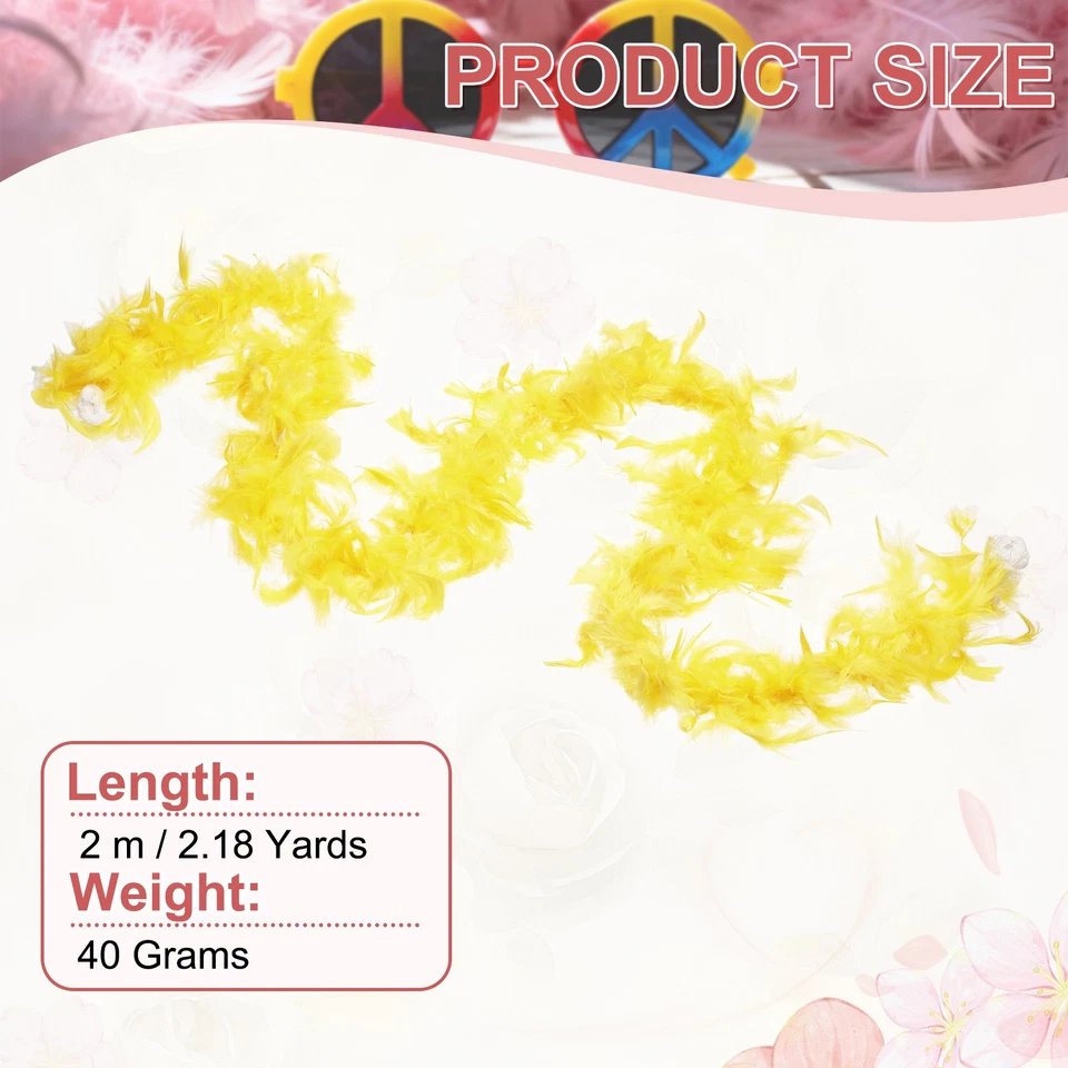 Boa de plumas de 40 g 2 yardas, disfraz de pavo Chandelle plumas boa amarilla Foto 2 de 4