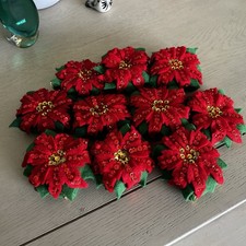 Vintage Bucilla Poinsettia Jeweled Napkin Rings Felt Complete Set Of 10