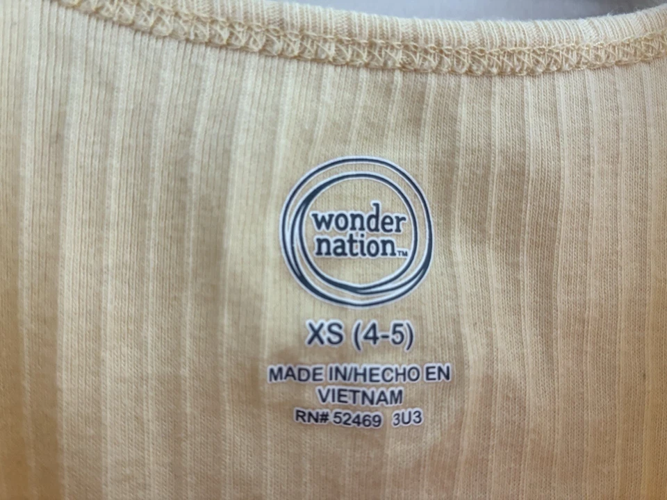 Vestido de manga corta con falda forrada de tul amarillo liso Wonder Nation para niños niñas XS 4-5 Foto 2 de 4