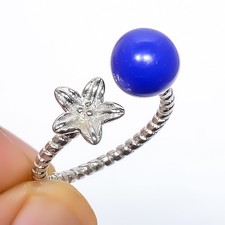 Lapis Lazuli Gemstone 925 Silver Plated Ring Adjst R608-132