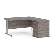 Ergonomic Right-Hand Corner Desk with 3-Drawer Pedestal in 5 Colours & 3 Sizes