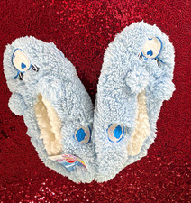 Women s Blue/White Faux Fur Lined Bear Slip-On Slippers Embroidered US 6.5