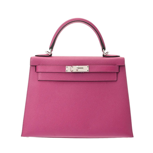 Hermes Kelly 28 Sellier 727434 Handbag Epsom Leather Silver #WB203