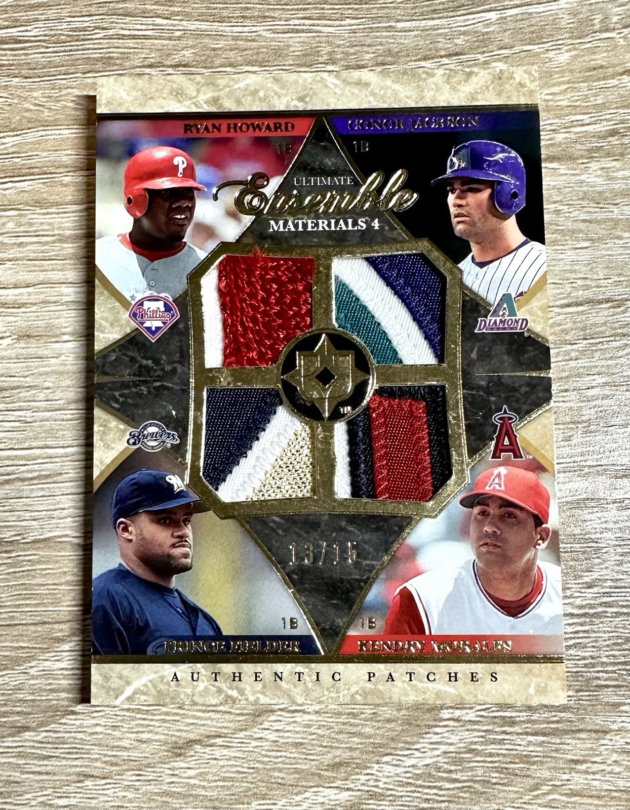 RYAN HOWARD/FIELDER/JACKSON 2006 Upper Deck Ultimate Ensemble QUAD PATCH SP /15