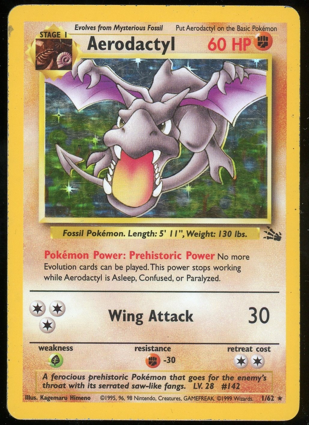 Pokemon TCG Aerodactyl Holo Rare Red & Blue Fossil 68/80 MP
