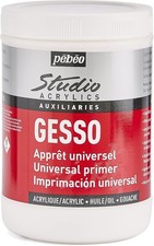 PEBEO 524122 Studio Acrylics 1 Litre Gesso, White, 1 L (Pack of 1) Fast Delivery