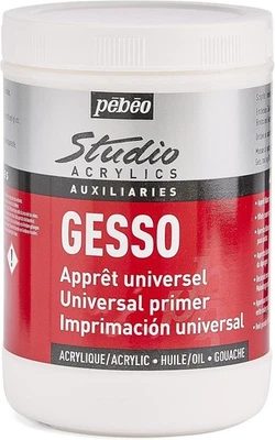 PÉBÉO PEBEO 524122 Studio Acrylics 1 Litre Gesso, White, 1 L (Pack of 1) Fast Delivery