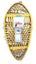 Vintage RARE fixations cuir raquette à neige en bois Snocraft 14x30 patte d'ours corne longue
