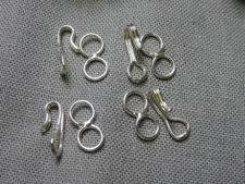 STERLING SILVER 10mm HOOK & 9mm EYE Lot of 4 sets New Unused for Native Crafts