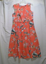 Ann Taylor Dress Floral Salmon Size 10 Sleeveless NWT