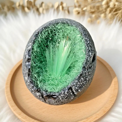 Rare Green Goethite Green Copper Ore Mineral Cluster Geode Quartz Specimen Decor