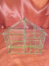 Altes Schmuckkästchen Tinket Box Vitrine Haus Messing Glas (5034)