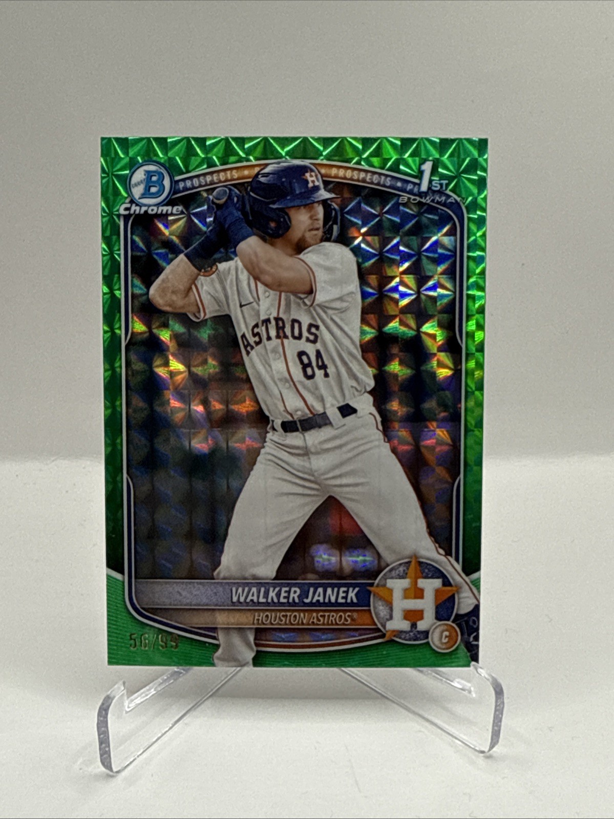 Walker Janek 2025 Bowman 1st Chrome Green Geometric Refractor #/99 - Astros