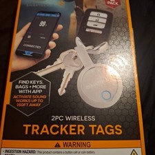 Tracker Tags 2PC Wireless Tracker Tags - Bluetooth Key Phone Finder - Box Open