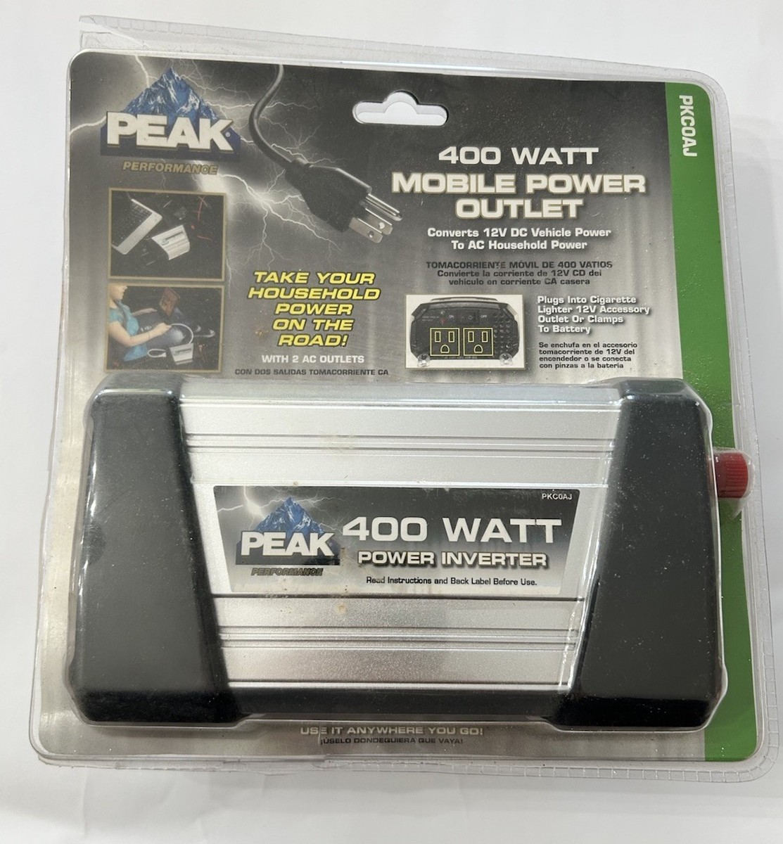 New PEAK 400 Watt Power Inverter Mobile Power Outlet • Converts 12V DC to  AC