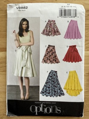 Vogue Pattern V8882 Misses  Flared Skirts In 4 Variations Size 6-14 Uncut FF