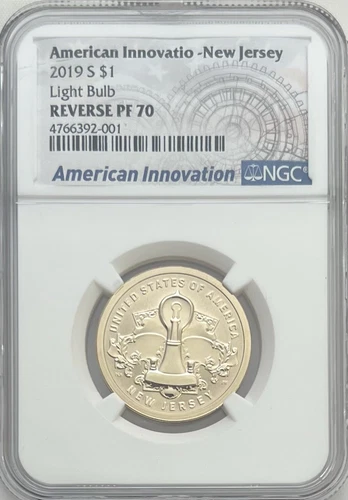 2019 S $1 American Innovations New Jersey Light Bulb Reverse PF70 NGC