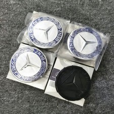 4pcs For Mercedes Benz C300 Blue Wheel Center Caps Emblem Rim Hub Cover Badge