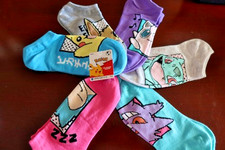 POKEMON GIRLS NO SHOW Socks WILL FIT SHOES size 4-10 Pairs of 6 Socks Size LARGE